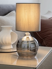 Smoke Grey Drizzle Table Bedside Lamp - Image 5 of 7