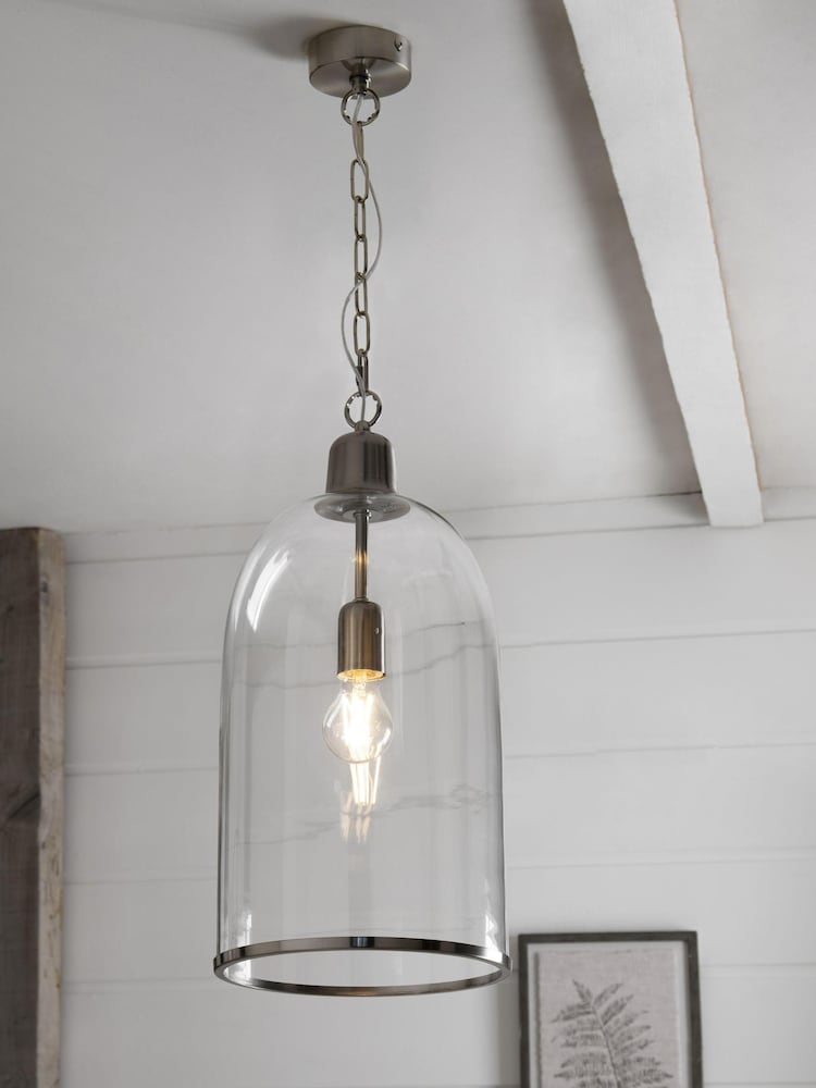 Brushed Chrome Gloucester Tall Pendant Ceiling Light - Image 1 of 7