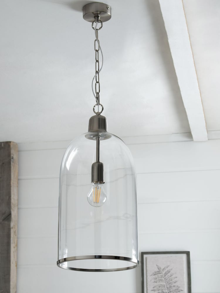Brushed Chrome Gloucester Tall Pendant Ceiling Light - Image 2 of 7