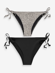 Black/Animal Bikini Bottoms 2 Pack - Image 1 of 9