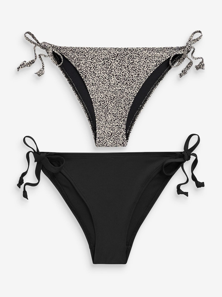 Black/Animal Bikini Bottoms 2 Pack - Image 1 of 9