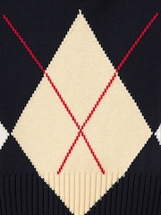 Mango Blue Short Sleeve Argyle Knitted Sweater - Image 5 of 6