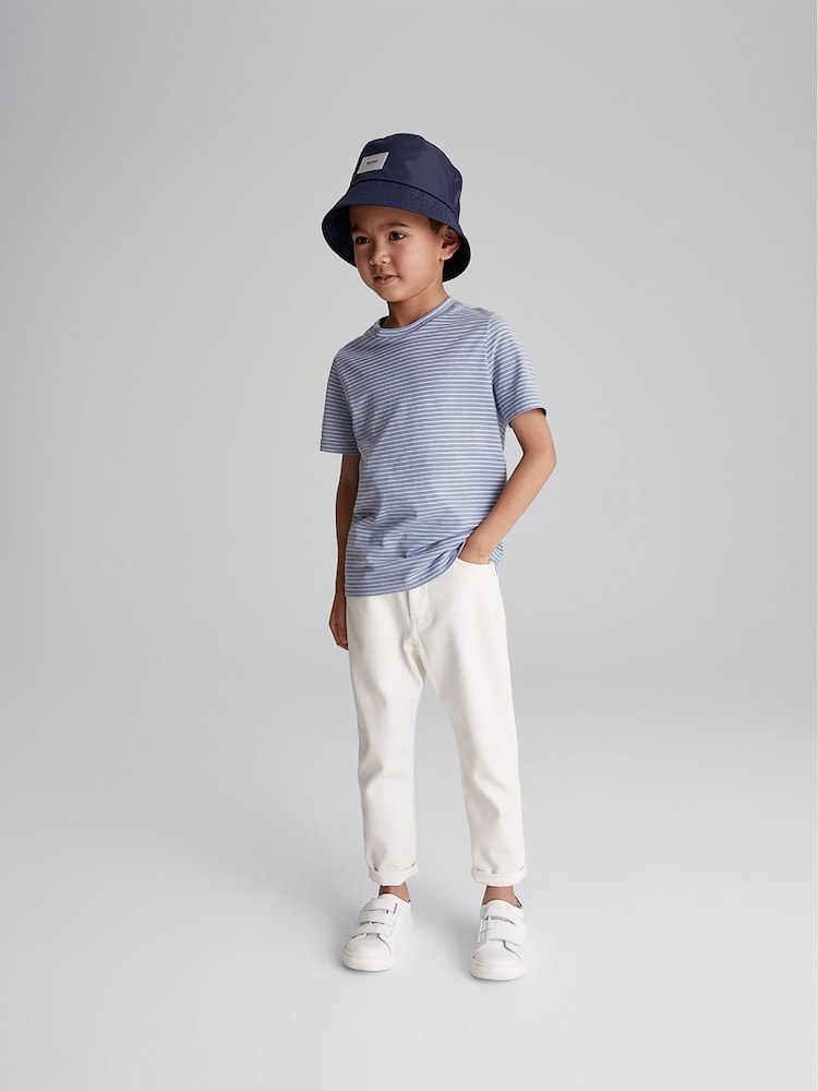 Reiss Airforce Blue/W Bois Jr Junior Stripe Crew Neck Jersey T-Shirt - Image 1 of 6