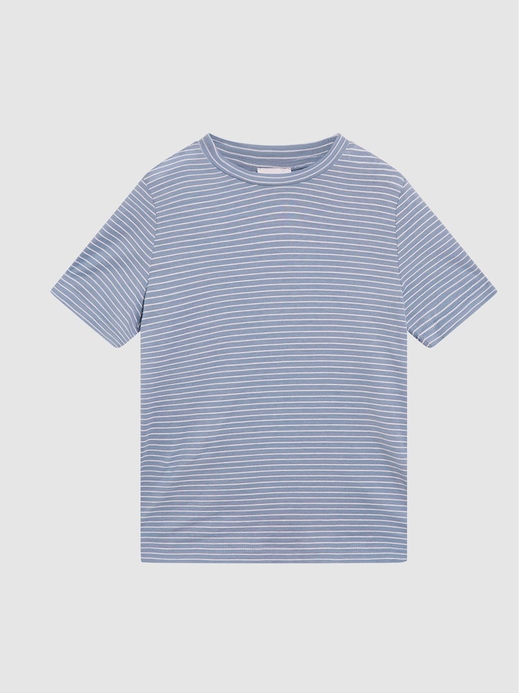 Reiss Airforce Blue/W Bois Jr Junior Stripe Crew Neck Jersey T-Shirt - Image 2 of 6