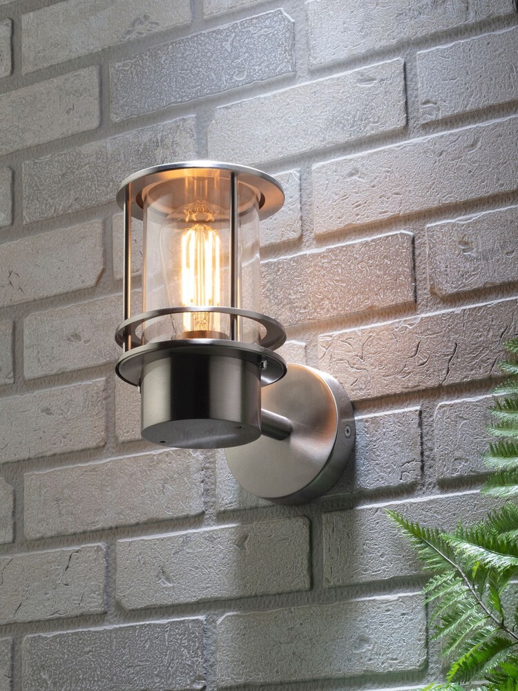 BHS Silver Leonis Miners Style Wall Lantern Outdoor Light - Image 1 of 4