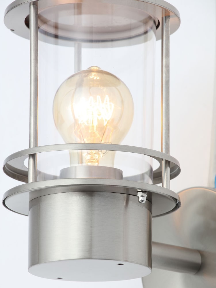 BHS Silver Leonis Miners Style Wall Lantern Outdoor Light - Image 2 of 4