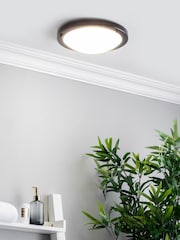 BHS Black Delphi Large Flush Bathroom Ceiling Light - Image 1 of 4