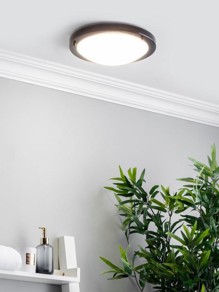 BHS Black Delphi Large Flush Bathroom Ceiling Light - Image 1 of 4