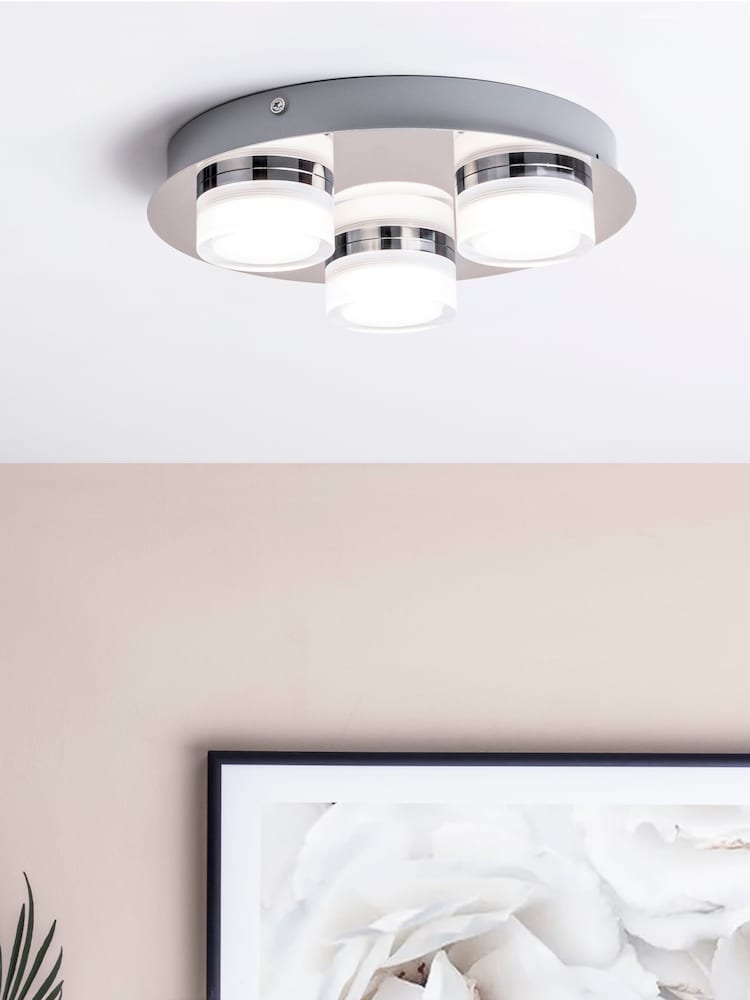 BHS Silver Amalfi LED Flush 3 Light Bathroom Ceiling Light - Image 1 of 5