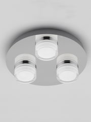 BHS Silver Amalfi LED Flush 3 Light Bathroom Ceiling Light - Image 2 of 5
