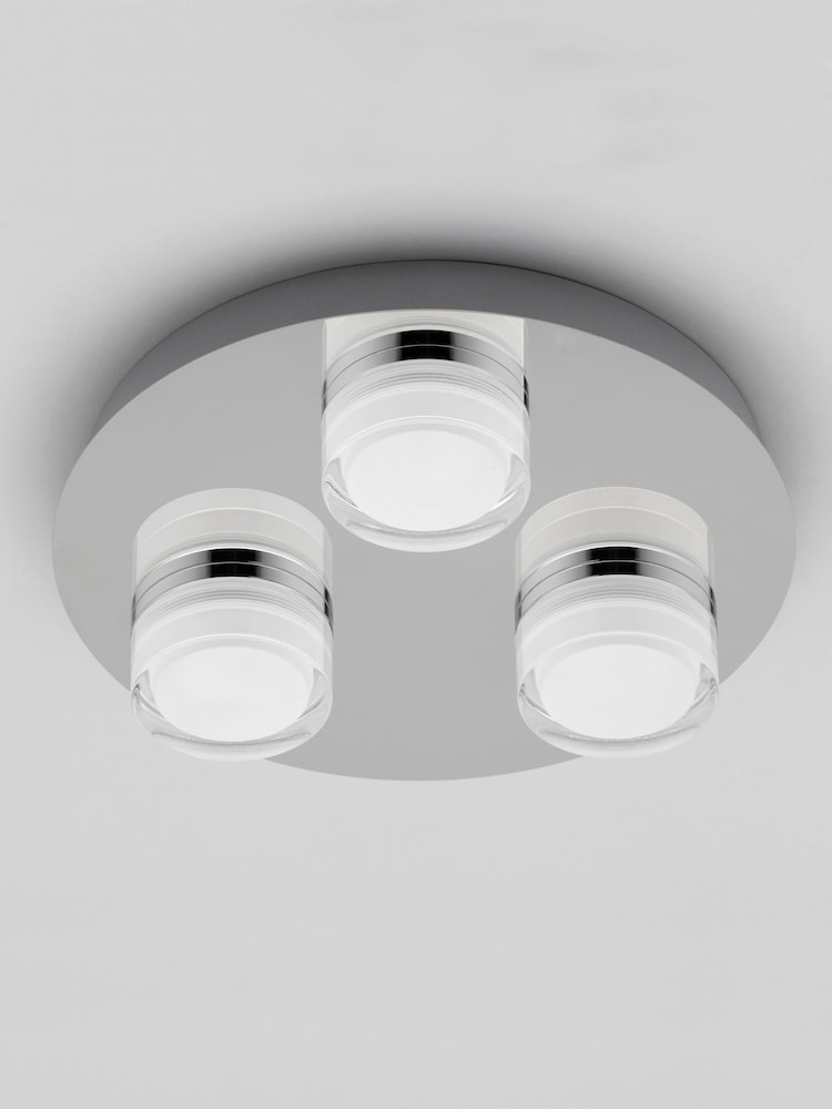 BHS Silver Amalfi LED Flush 3 Light Bathroom Ceiling Light - Image 2 of 5