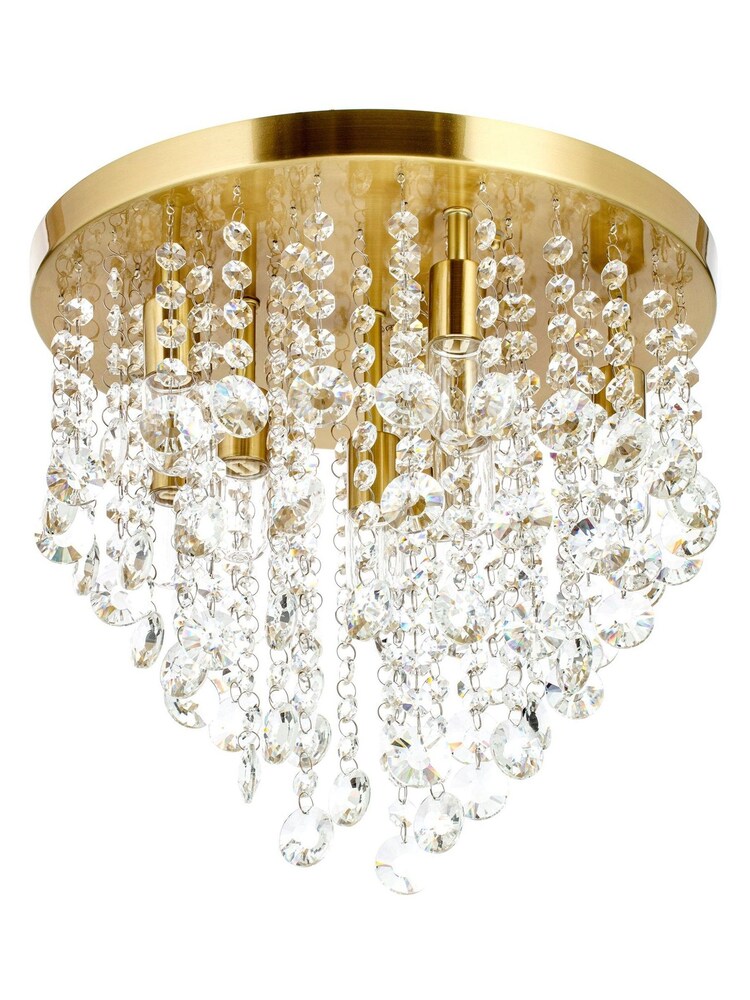 BHS Brass Celeste 9 Light Flush Indoor and Bathroom Ceiling Light - Image 4 of 4
