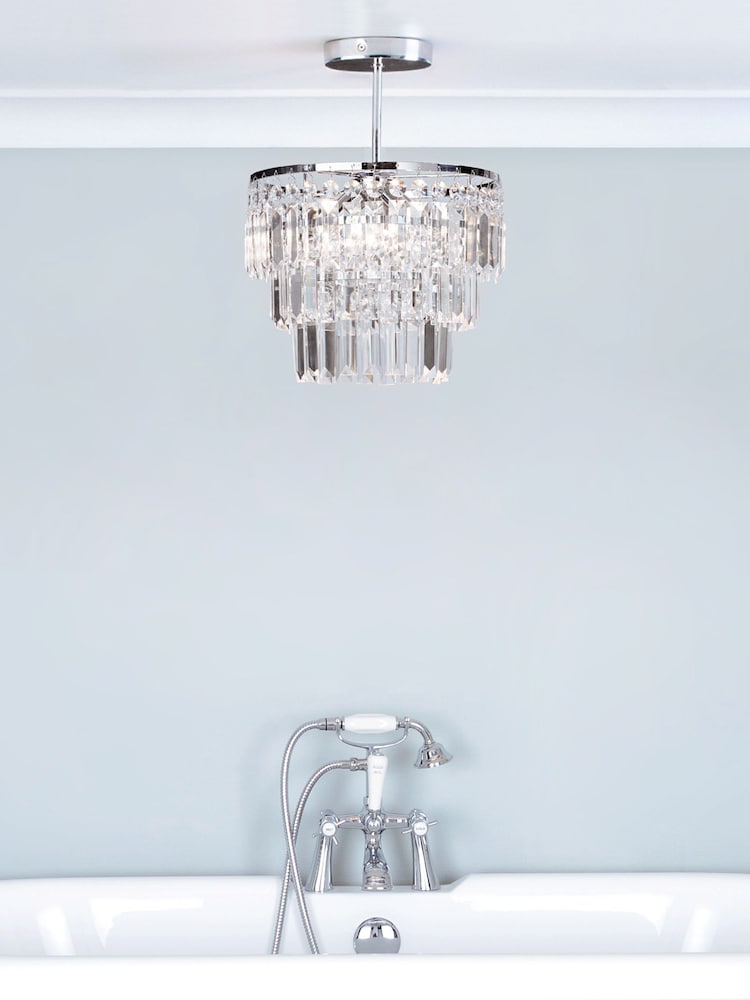 BHS Silver Belle Crystal Bar Bathroom Ceiling Light - Image 1 of 4