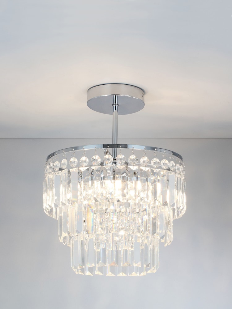 BHS Silver Belle Crystal Bar Bathroom Ceiling Light - Image 2 of 4