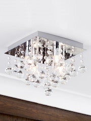Chrome BHS Orlando Bathroom Square Flush Ceiling Light - Image 1 of 3