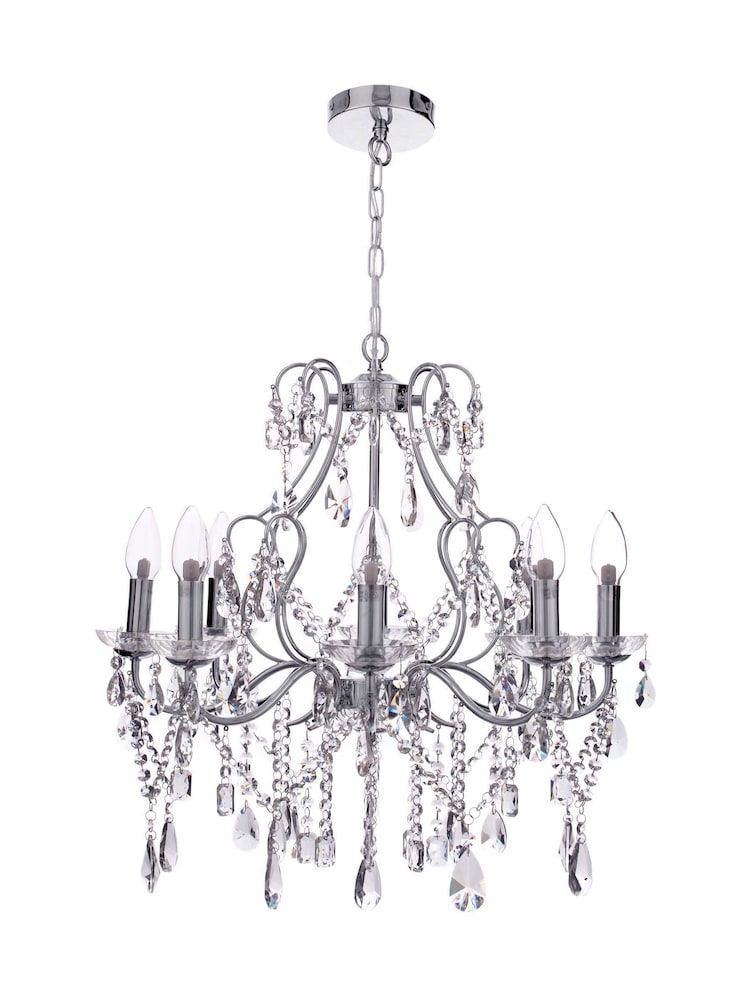BHS Chrome BHS Annalee 8 Ceiling Light Indoor and Bathroom Chandelier - Image 5 of 5