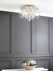 BHS Silver Nore Small Encased Flush Ceiling Light - Image 1 of 3