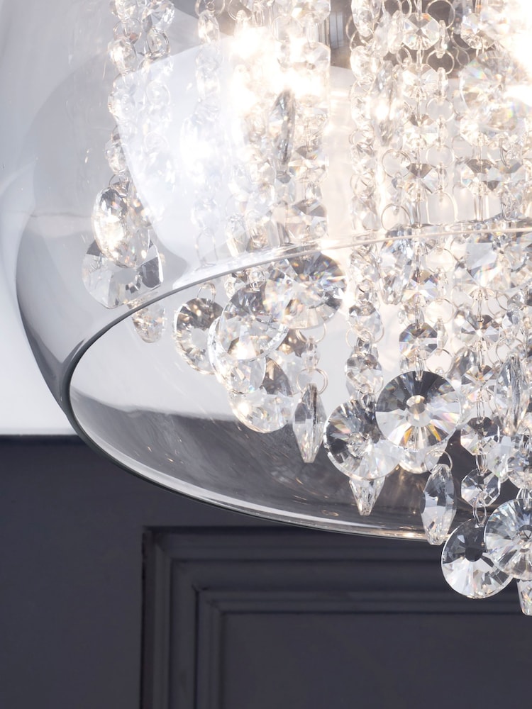 BHS Silver Nore Small Encased Flush Ceiling Light - Image 2 of 3