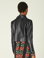 LK Bennett Black Leather Aubree Cropped Jacket - Image 2 of 4