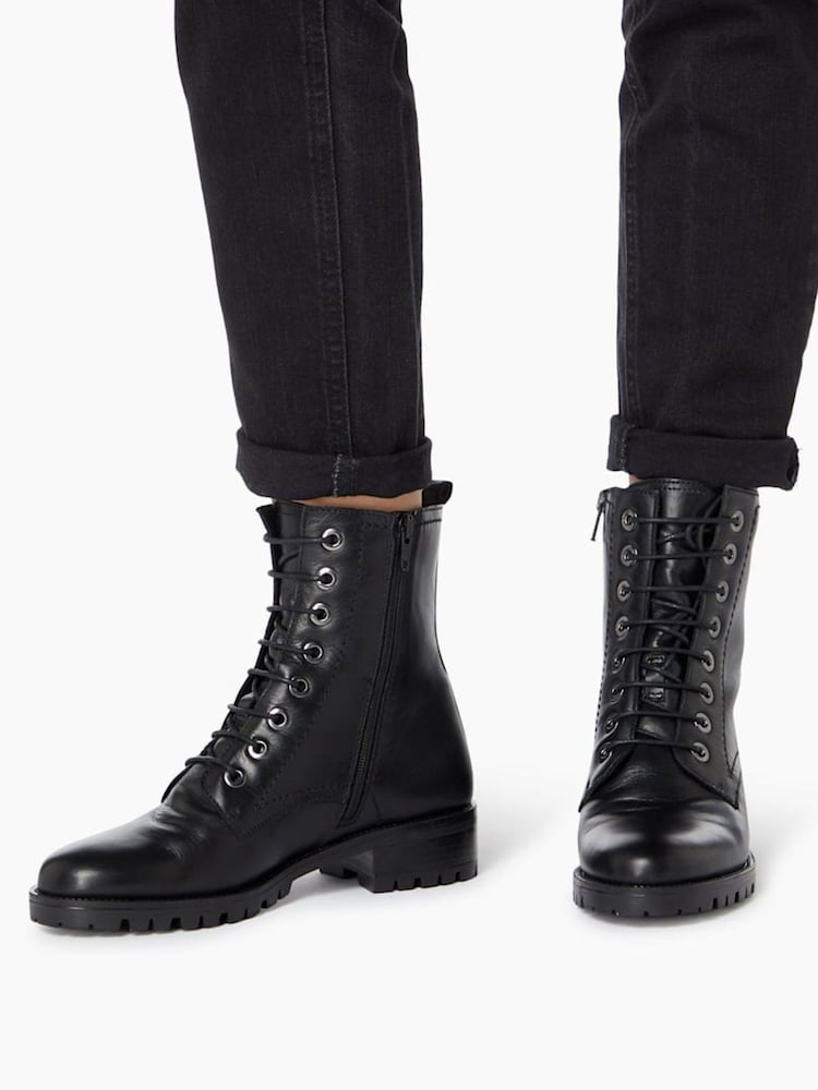 Dune London Black Wide Fit Prestone Cleated Hiker Boots - Image 1 of 1