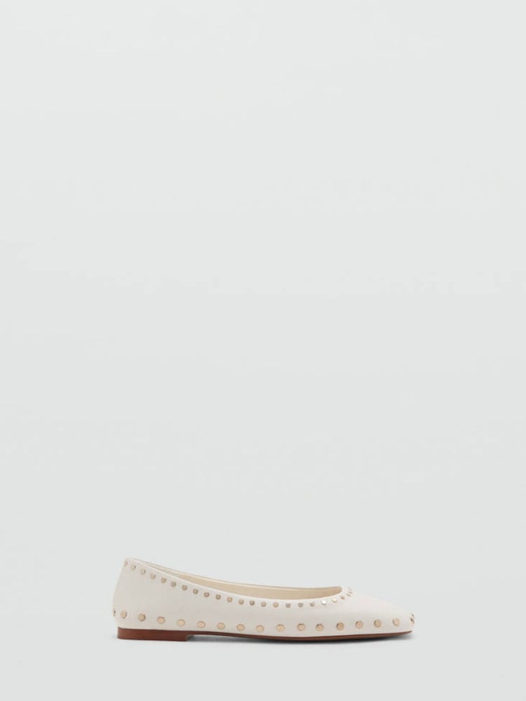 Mango White Studded Ballet Pumps - Image 1 of 4 Mango White Studded Ballet Pumps - Image 1 of 4