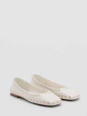 Mango White Studded Ballet Pumps - Image 2 of 4