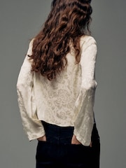 Mango White High Neck Floral Print Blouse - Image 3 of 7