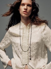 Mango White High Neck Floral Print Blouse - Image 4 of 7