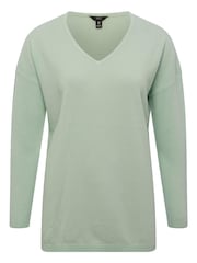 M&Co Green V-Neck Split Hem Jumper - Image 3 of 3
