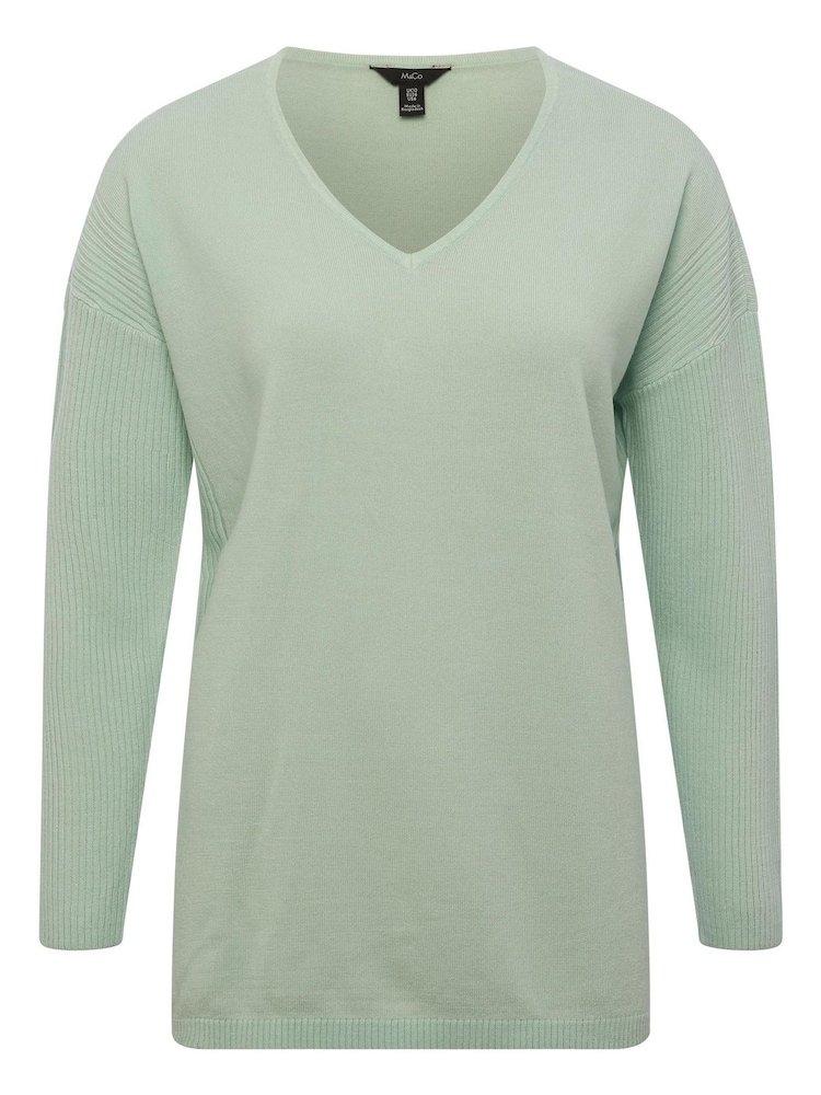 M&Co Green V-Neck Split Hem Jumper - Image 3 of 3