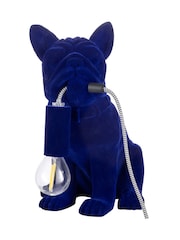 BHS Blue Fred Flocked Frenchie Table Lamp - Image 3 of 5