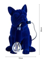 BHS Blue Fred Flocked Frenchie Table Lamp - Image 4 of 5