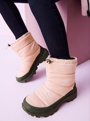 Pink Shimmer Waterproof Warm Faux Fur Lined Snow Boots - Image 1 of 7