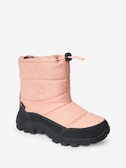 Pink Shimmer Waterproof Warm Faux Fur Lined Snow Boots - Image 3 of 7
