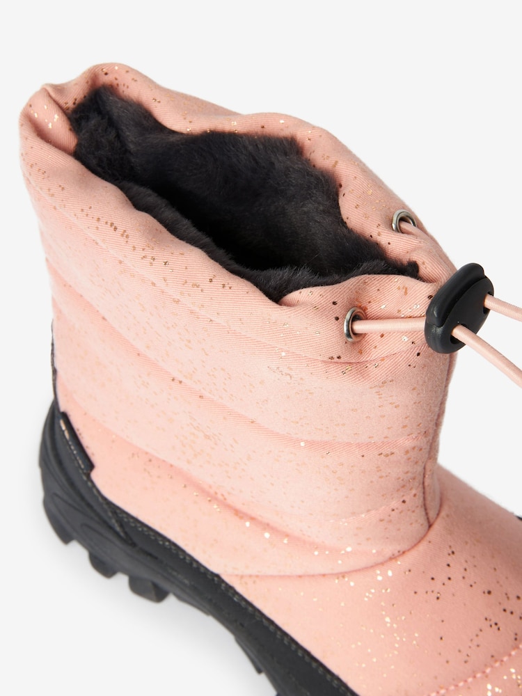 Buy Pink Shimmer Waterproof Warm Faux Fur Lined Snow Boots from