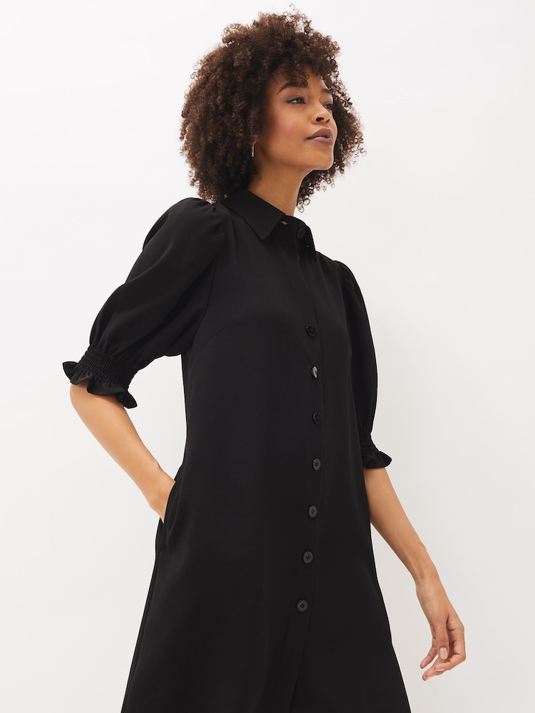 Phase Eight Black Puff Sleeve Womens Candice Dress - Image 1 of 6