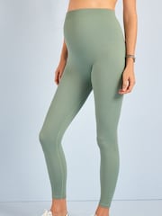 Sage Green Maternity Ribbed Leggings - Image 2 of 7
