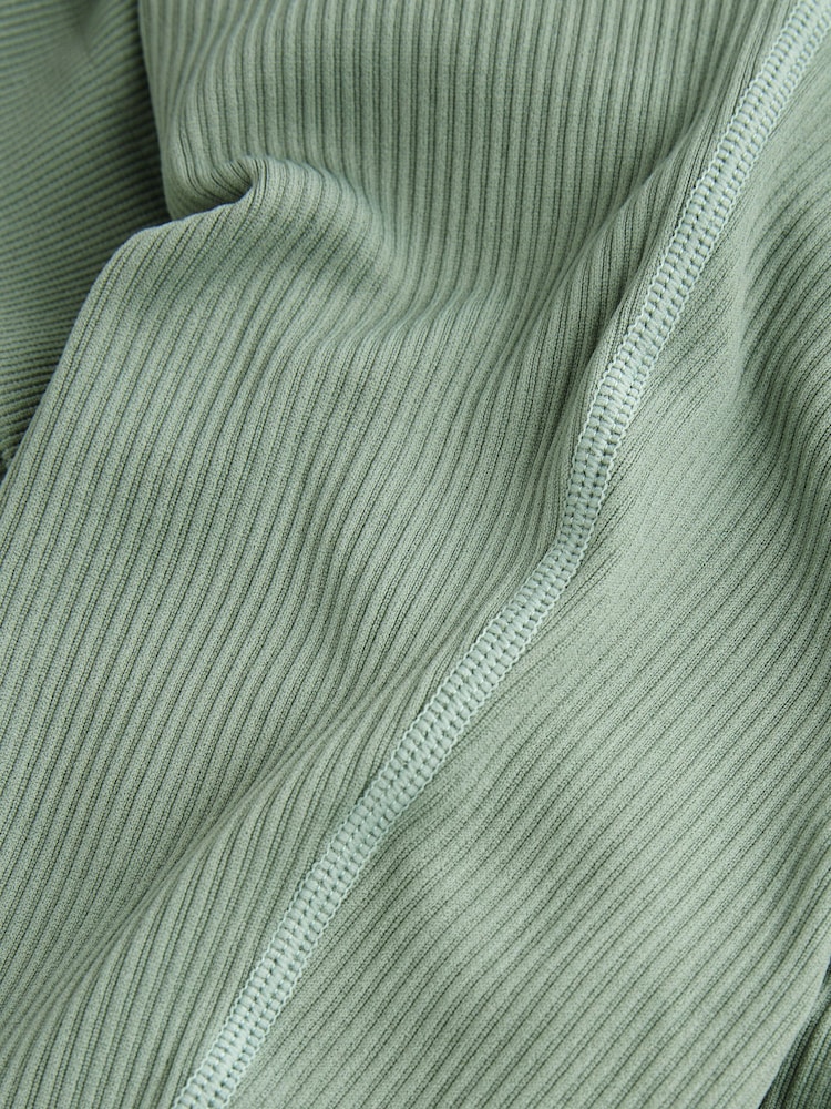 Sage Green Maternity Ribbed Leggings - Image 7 of 7