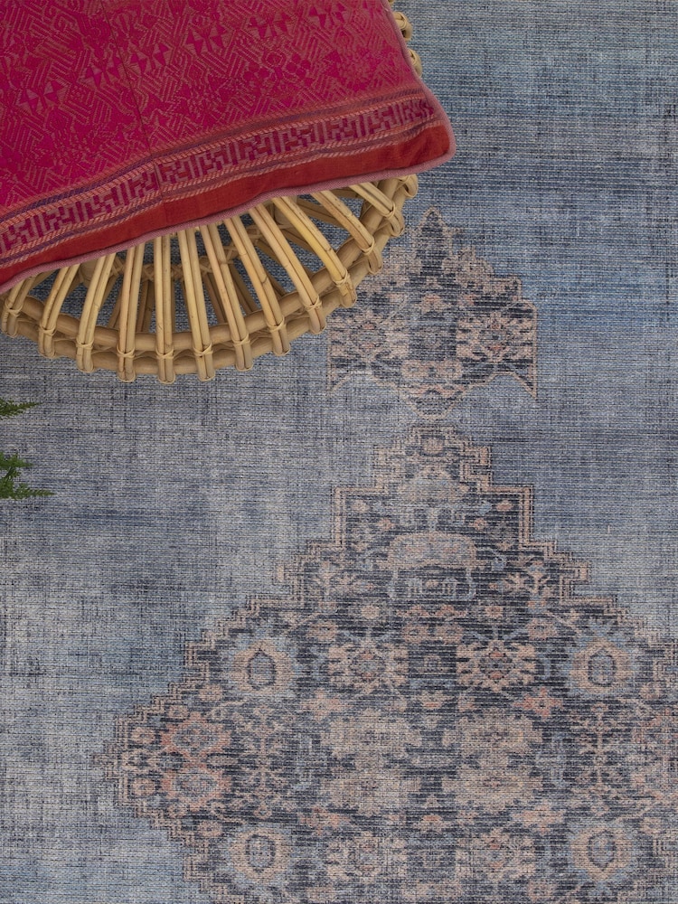Asiatic Rugs Blue Kaya Dana Washable Rug - Image 1 of 5