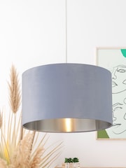 Searchlight Blue Josie Velvet Silver Inner Easy Fit Shade - Image 1 of 3