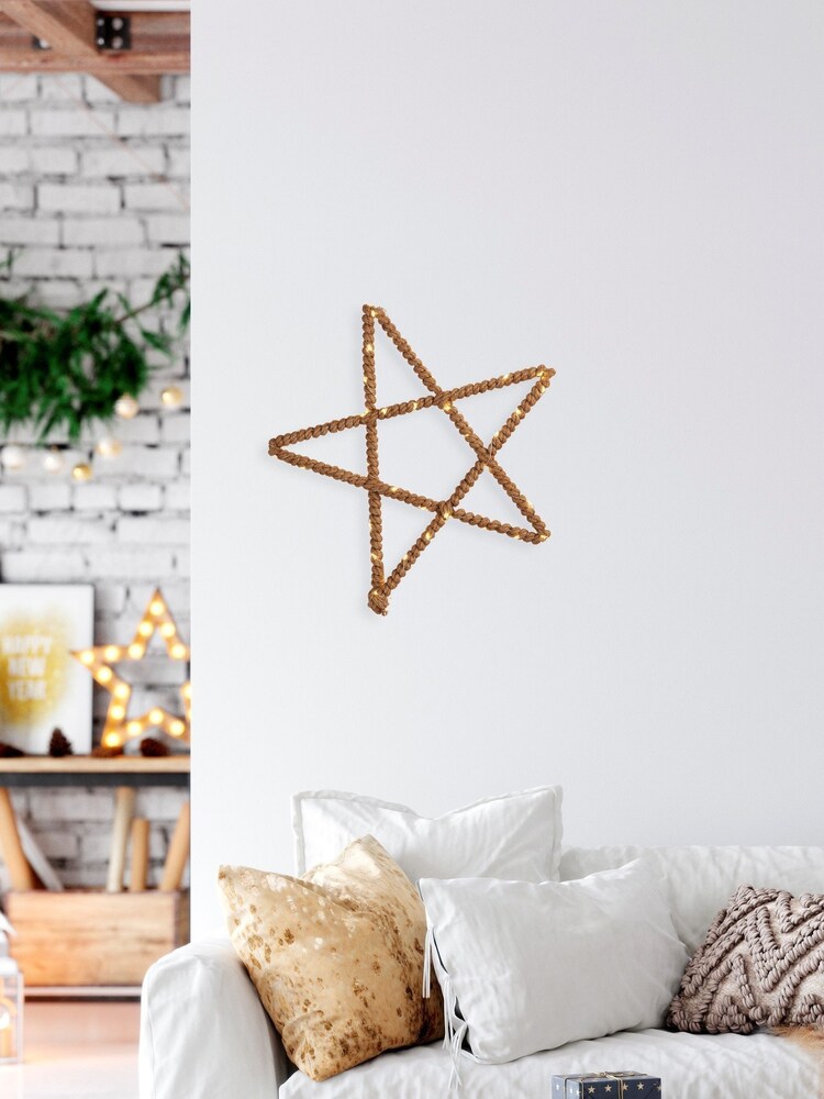 Searchlight LED Lights On Hemp Rope Star Frame - Image 1 of 3