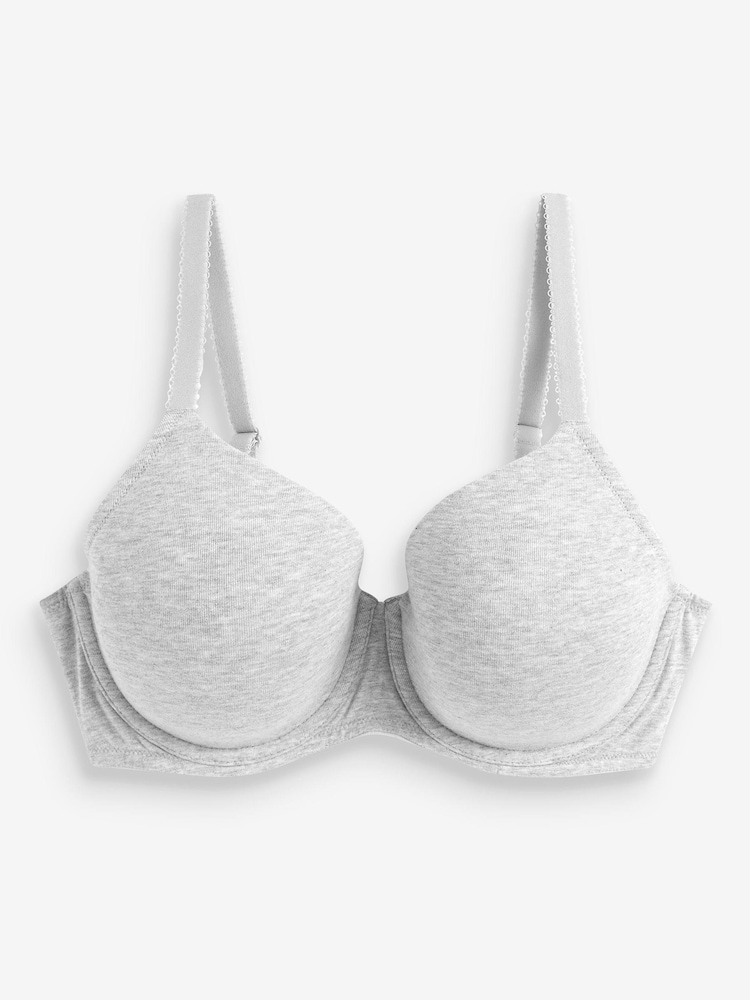 Plum Purple/Pink/Grey Marl Pad Full Cup DD+ Cotton Blend Bras 3 Pack - Image 4 of 5