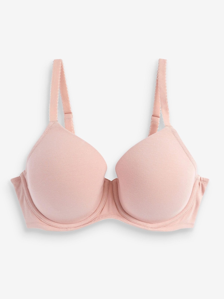 Plum Purple/Pink/Grey Marl Pad Full Cup DD+ Cotton Blend Bras 3 Pack - Image 5 of 5