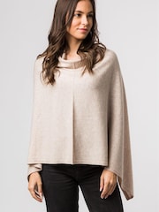 Oatmeal - Poncho Pure Luxuries London Eskdale din cașmir & lână merinos - Image 1 of 4