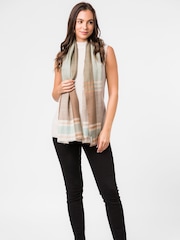 Pure Luxuries London Brown Asteris Cashmere & Merino Wool Scarf - Image 3 of 4