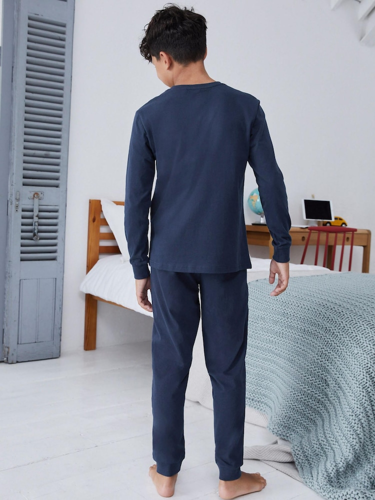 Navy Blue/Grey 2 Pack Pyjamas (3-16yrs) - Image 2 of 11