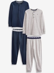 Navy Blue/Grey 2 Pack Pyjamas (3-16yrs) - Image 5 of 11