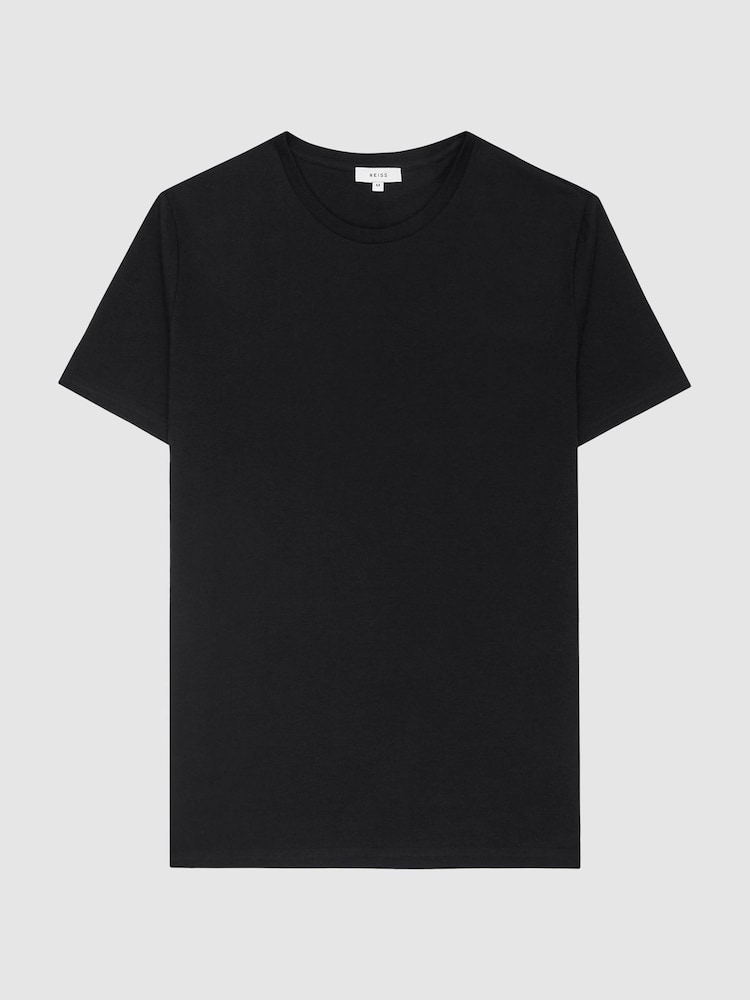 REISS Black Bless Crew Neck 100% Cotton T-Shirt - Image 2 of 7