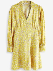 Citrine Yellow Ditsy Satin Jacquard Mini Dress - Image 2 of 2