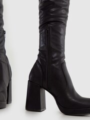 Schuh Della Black Stretch Patform Knee Boots - Image 3 of 4